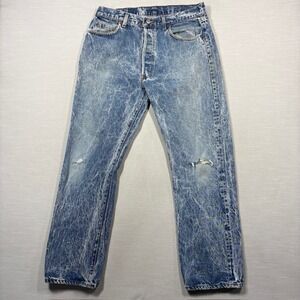 Vintage Levi's 501 Acid Wash Denim Jeans Men's 36X30 USA Distressed
